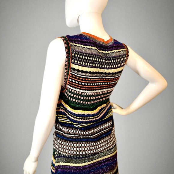⭐️ SALE: $1140 Orange Label MISSONI Metallic Knit Cardigan Vest Size 6 - Picture 4 of 14